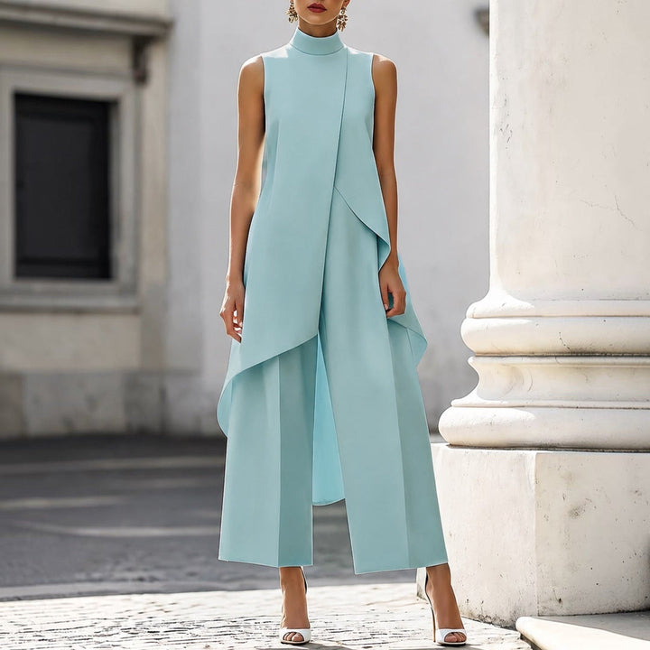 Mabyla | Eleganter Anzug mit drapiertem Oberteil und hohem Kragen