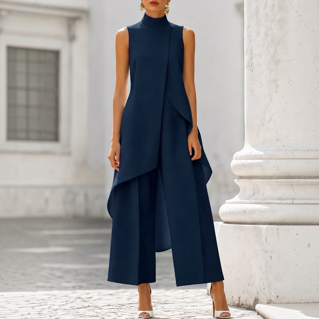 Mabyla | Eleganter Anzug mit drapiertem Oberteil und hohem Kragen