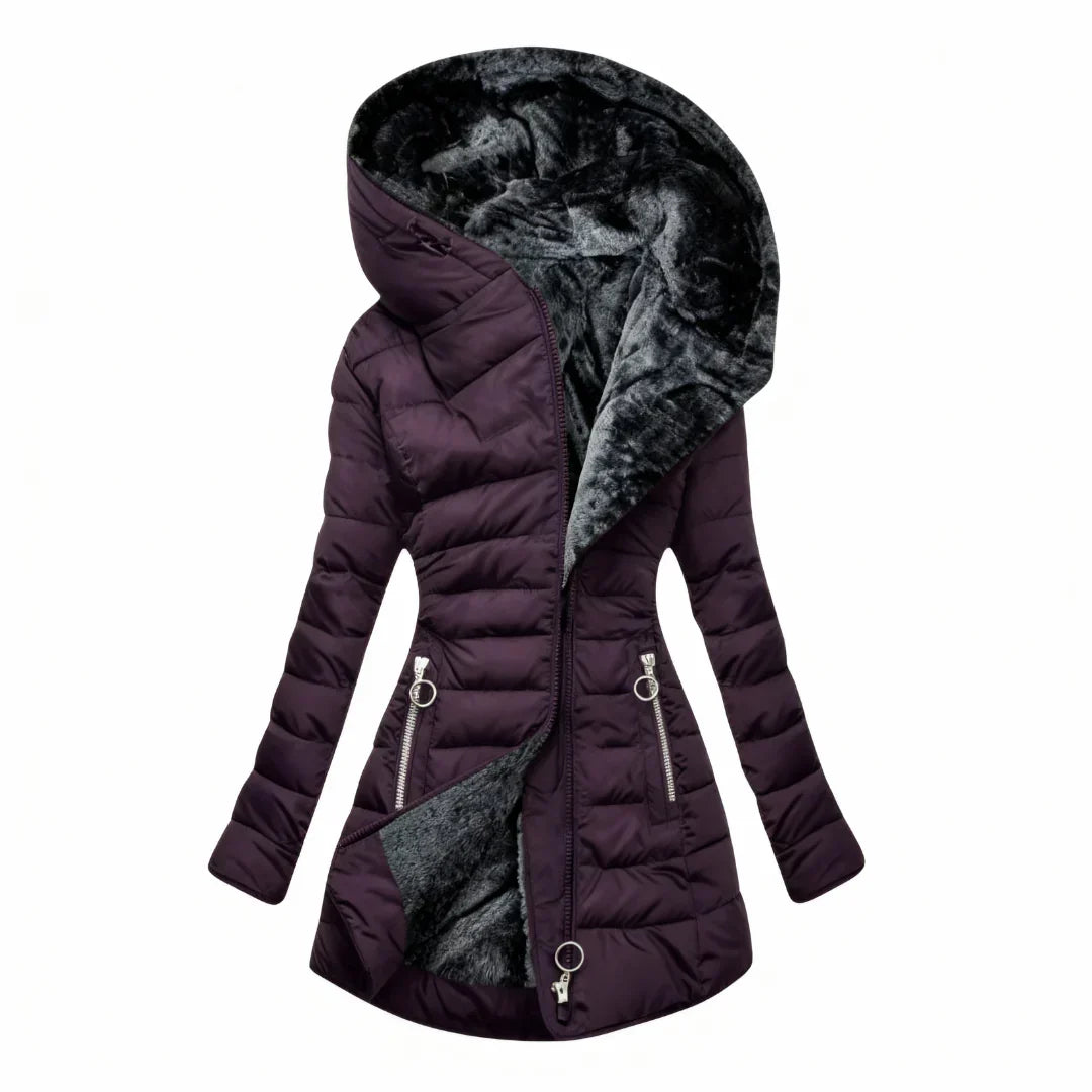 Marian | Slim-Fit Wintermantel mit Fellkapuze