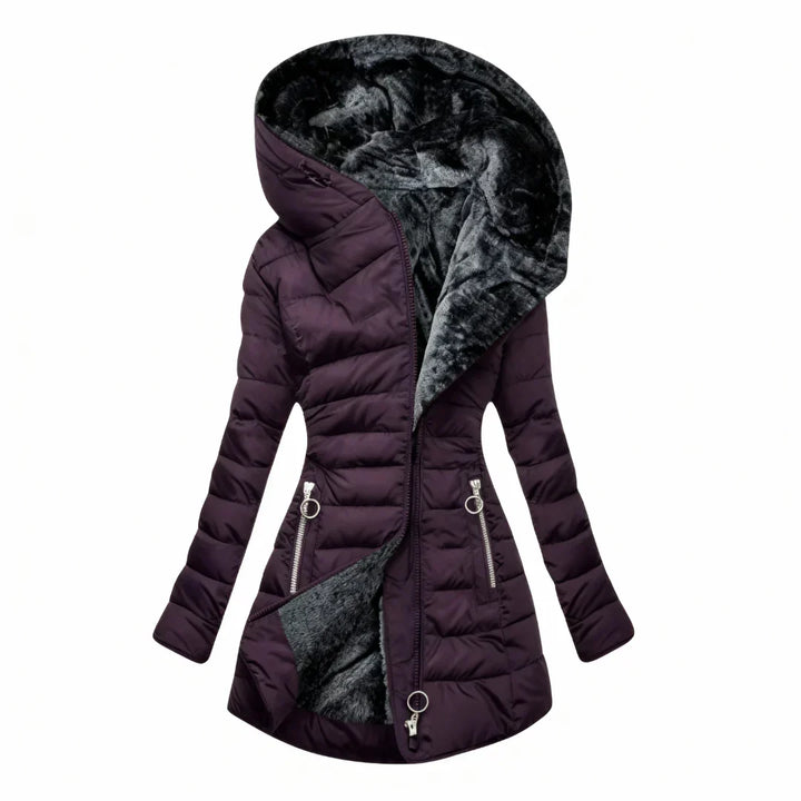 Marian | Slim-Fit Wintermantel mit Fellkapuze