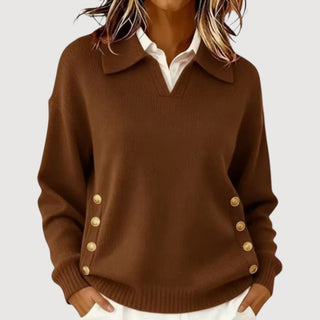 Marla | Strickpullover mit V-Ausschnitt und Kragen