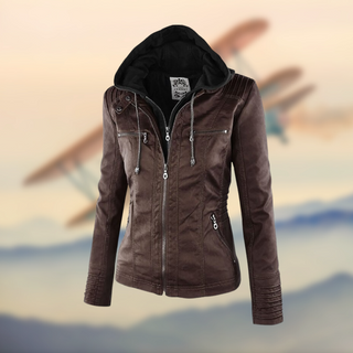 Corina | Kunstlederjacke mit Kapuze