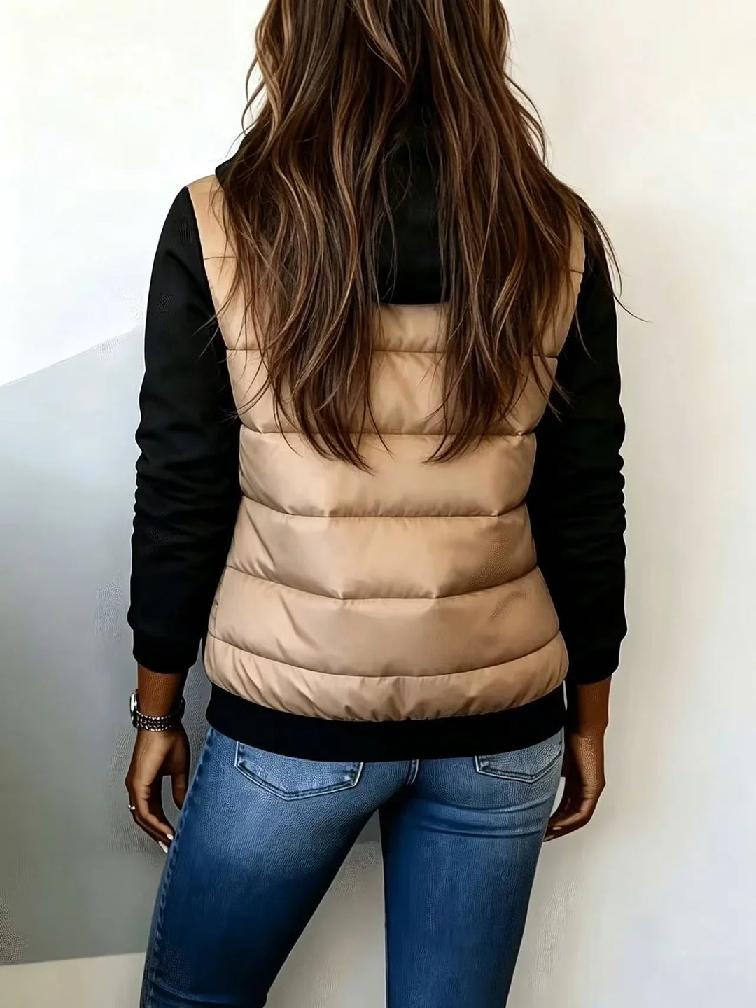Mabyla | Wattierte Colorblock-Jacke mit Kapuze für Damen