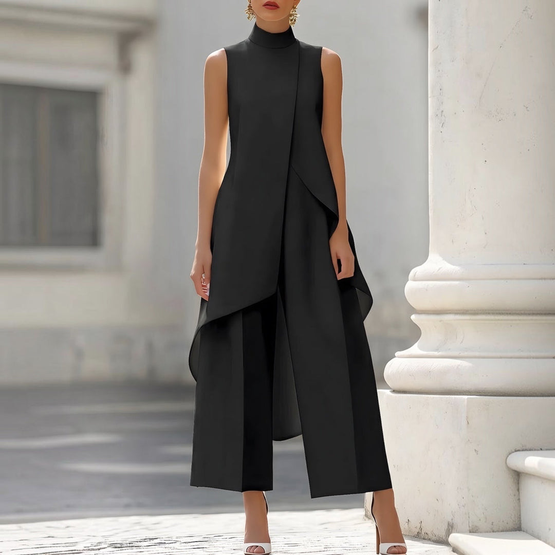 Mabyla | Eleganter Anzug mit drapiertem Oberteil und hohem Kragen