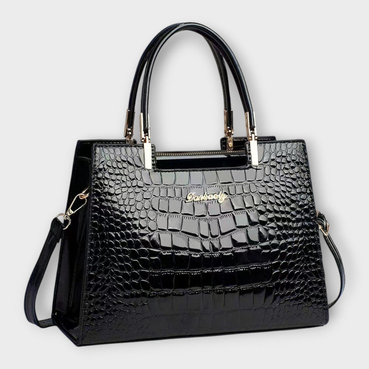 Olivia - Glänzende Krokodilprägung Handtasche