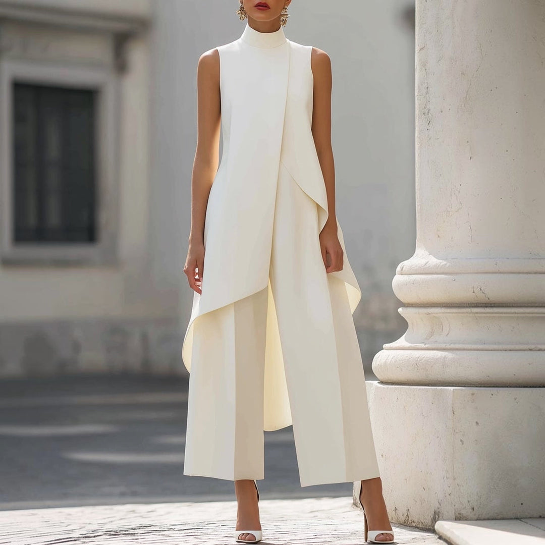 Mabyla | Eleganter Anzug mit drapiertem Oberteil und hohem Kragen