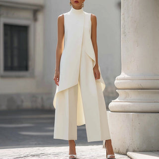 Mabyla | Eleganter Anzug mit drapiertem Oberteil und hohem Kragen