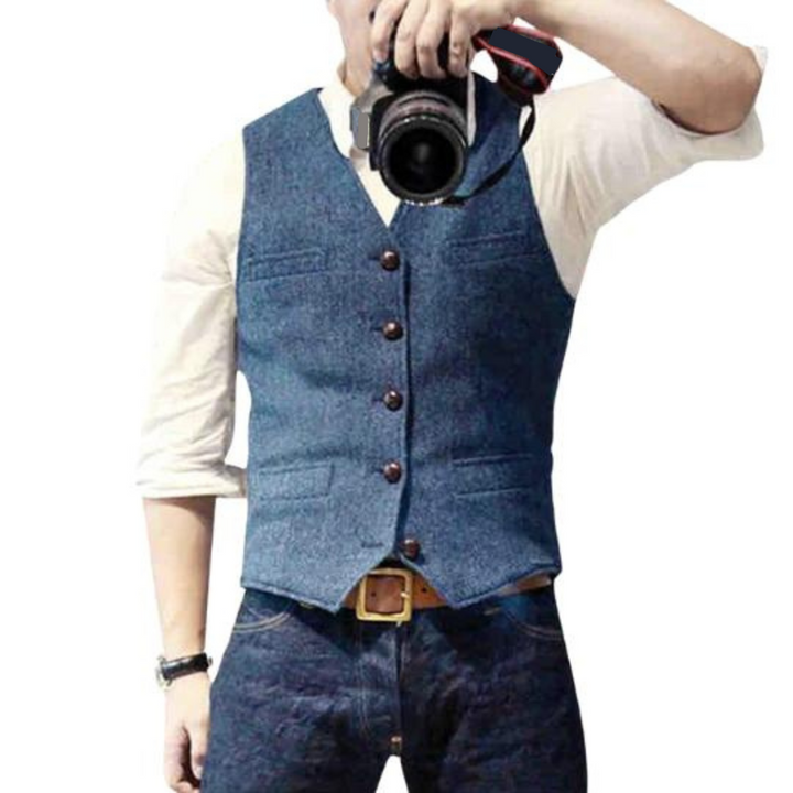 Jeremy | Wollgemischte Denim-Weste
