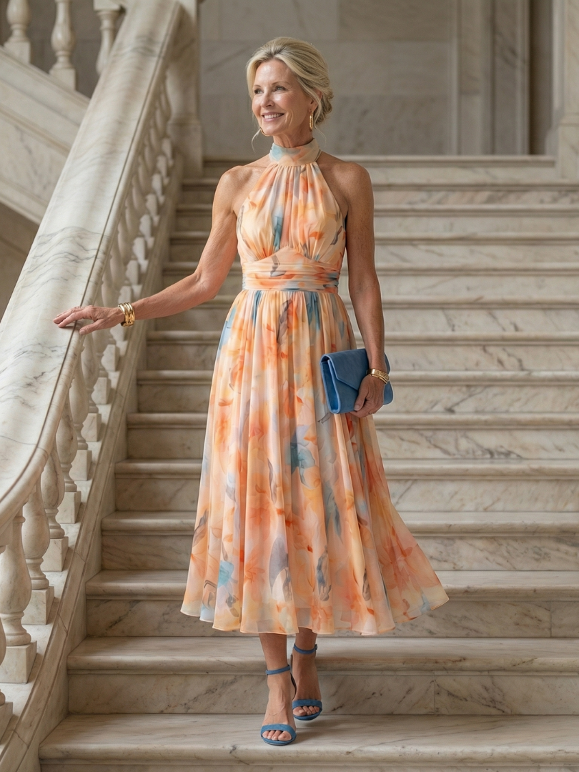 Elin | Weiches Halter Midi-Kleid
