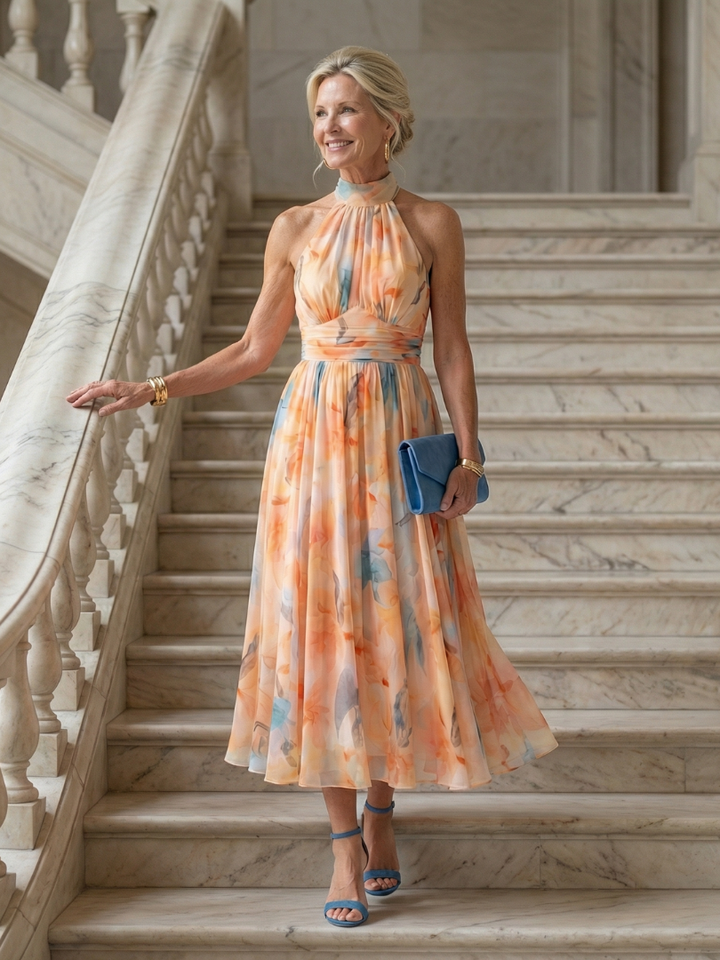 Elin | Weiches Halter Midi-Kleid
