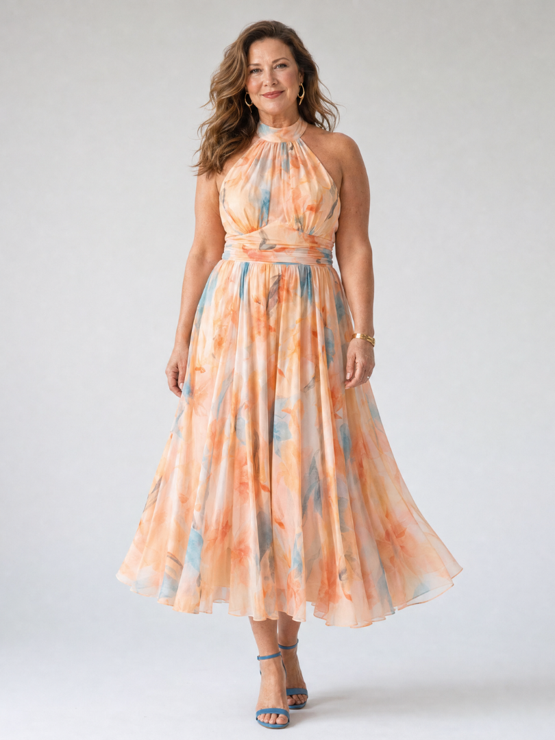 Elin | Weiches Halter Midi-Kleid