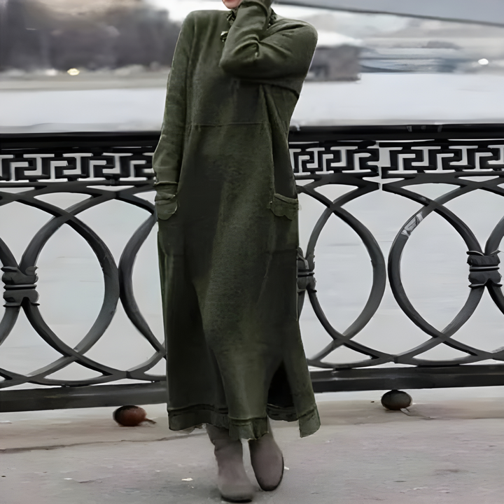 Celine | Langes Wollbaumwollkleid