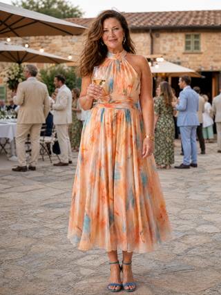 Elin | Weiches Halter Midi-Kleid