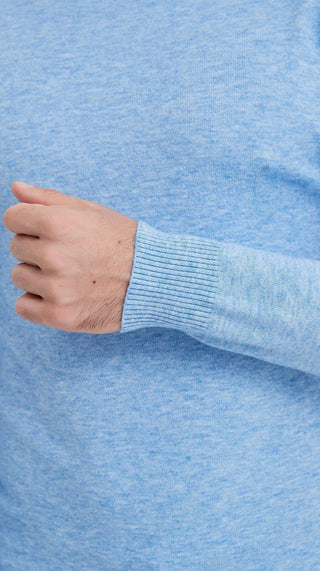 Vincent | Hellblauer Halbpolo-Pullover