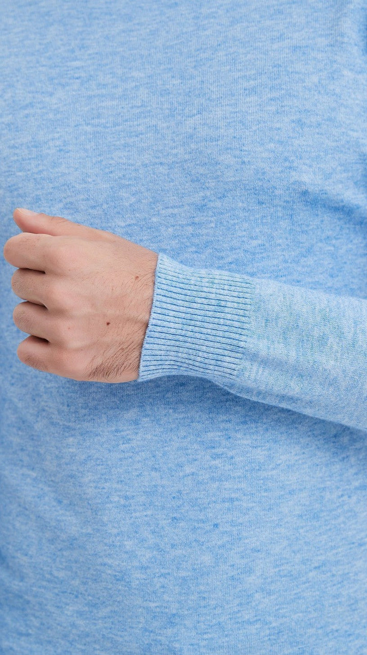 Vincent | Hellblauer Halbpolo-Pullover