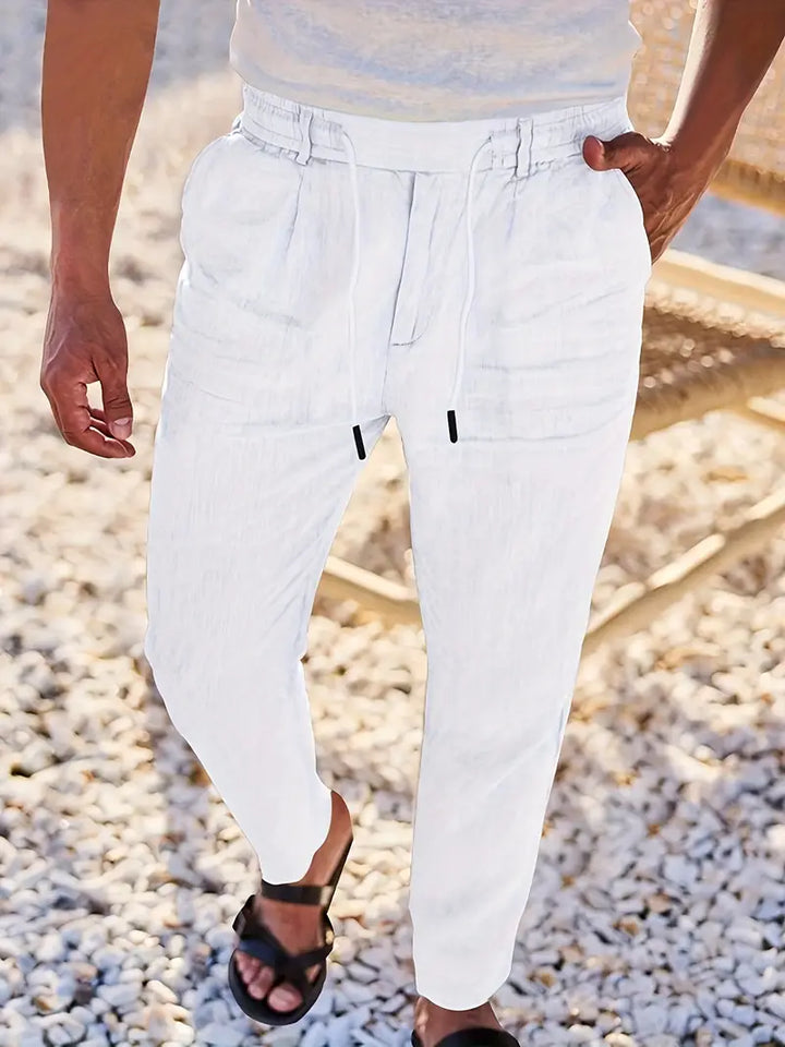 NICHOLS | WEITE LEINENHOSE MIT KORDEL