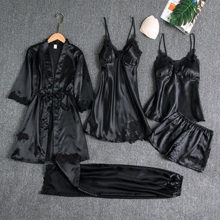 Lella | Fünfteiliges Seiden-Nachtwäsche-Set