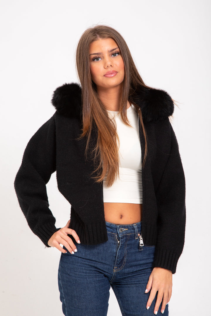 Alicia | Jacke mit Fellkapuze