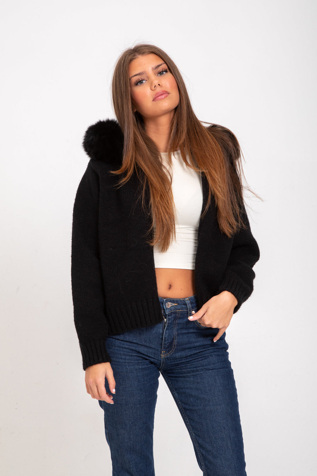 Alicia | Jacke mit Fellkapuze