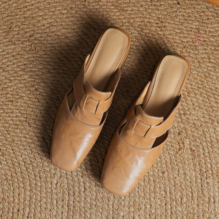 Rosel Leder-Mules mit quadrater Zehenform