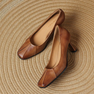 Marisol Leder Pumps mit quadratischer Zehenform
