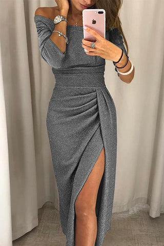 Adelai | Schulterfreies Midikleid mit Schlitz
