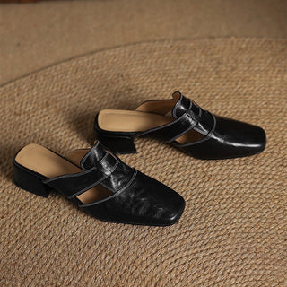 Rosel Leder-Mules mit quadrater Zehenform