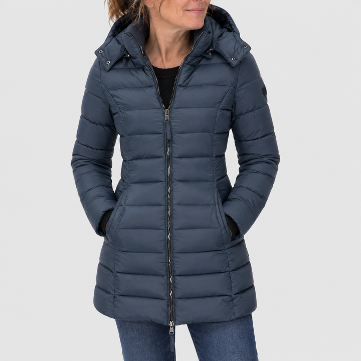 Mabyla | Lange Winterjacke mit Kapuze für Damen