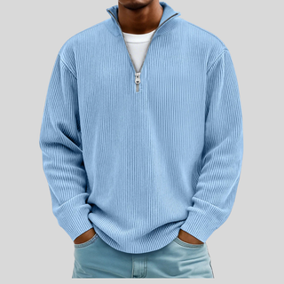 Beryl | Gerippter Pullover mit Viertelreißverschluss