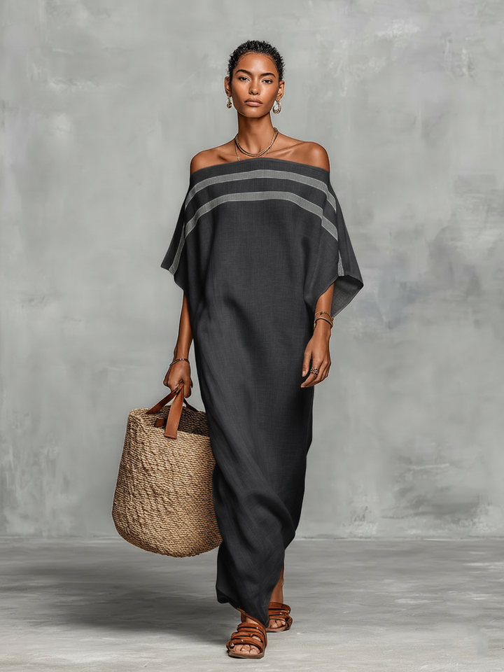 Minimalistisch Leinen Maxi Kleid