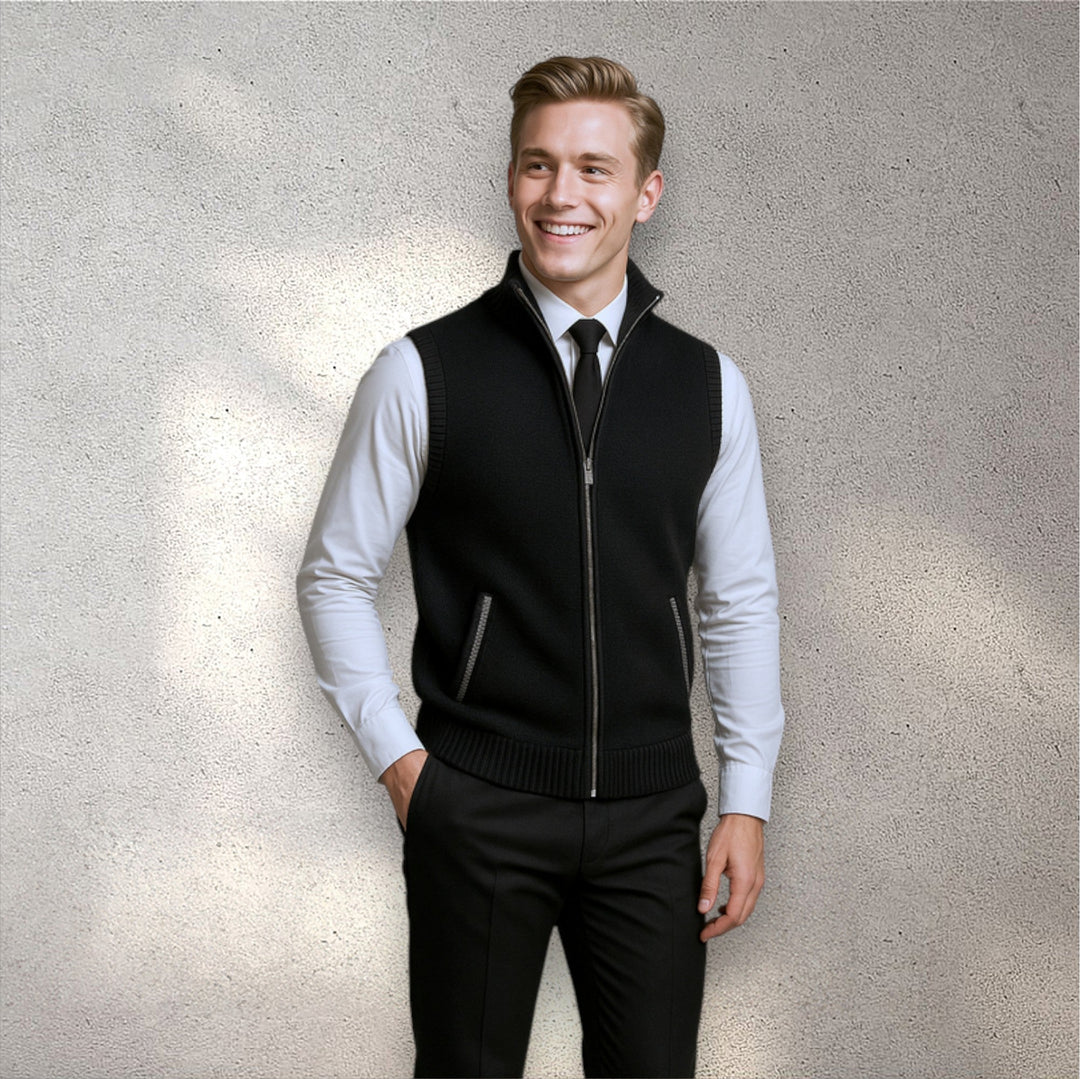 Edwin | Strickweste mit Stehkragen