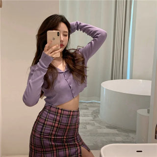 Erika | Crop-Top-Pullover mit Knöpfen