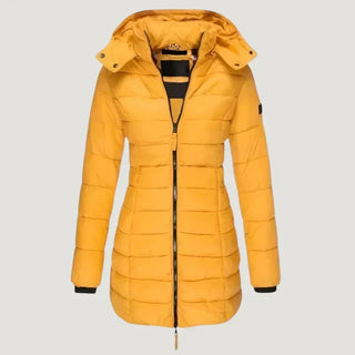 Mabyla | Lange Winterjacke mit Kapuze für Damen