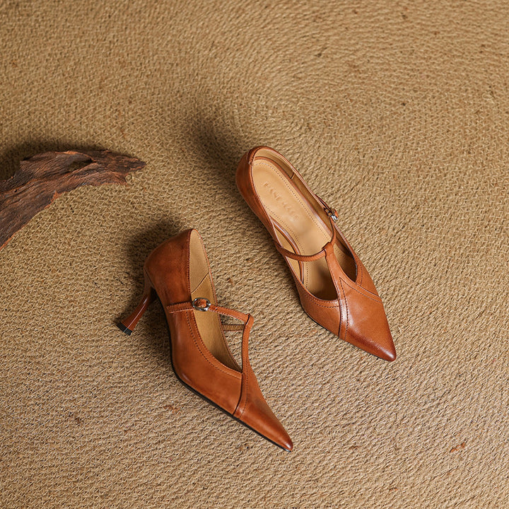 Aveline Leder T-Riemen Pumps