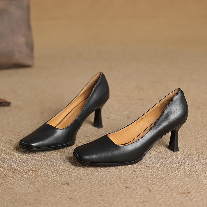 Elviera Quadratische Lederpumps