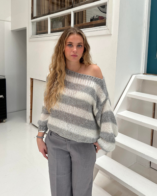 "Louisa | Gestreifter Strickpullover" can be rewritten as "Louisa | Streifenmuster Strickpullover".