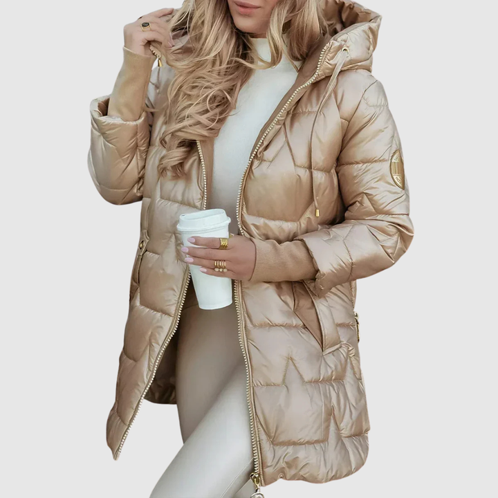 Mabyla | Satinierte Steppjacke mit Kapuze für Damen