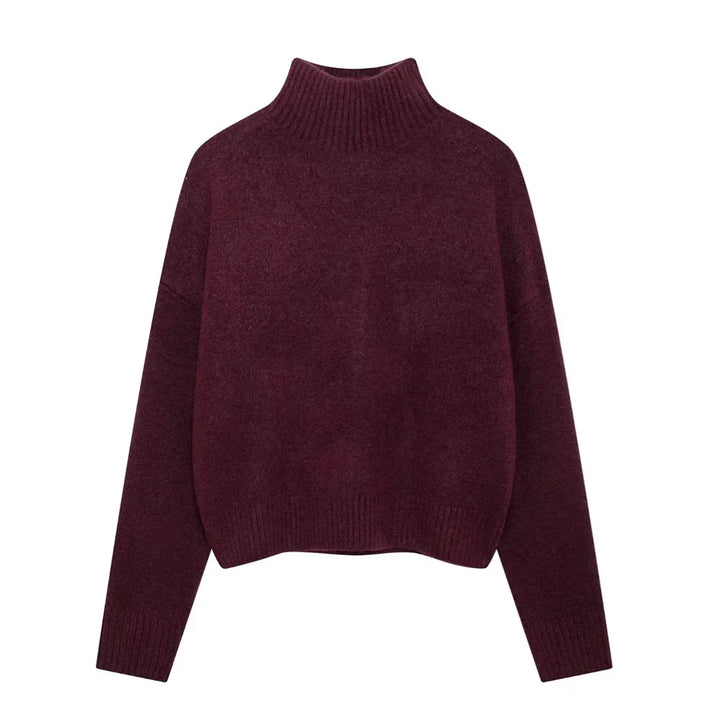 Vivian | Weinroter Pullover mit Stehkragen