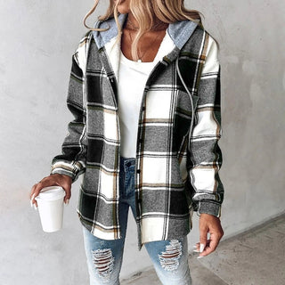 Maia | Karierte Jacke mit Lockerer Passform und Kapuze