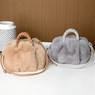 Blesilda | Plüsch-Handtasche mit Geflochtenem Griff