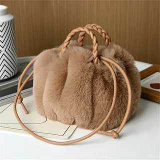 Blesilda | Plüsch-Handtasche mit Geflochtenem Griff