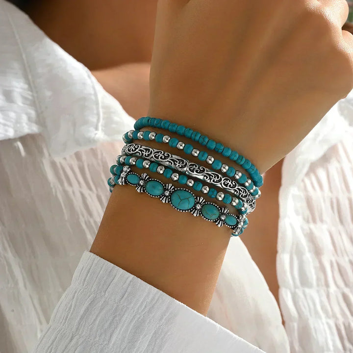 Maëlys | Raffiniertes türkisfarbenes Mehrreihiges Armband