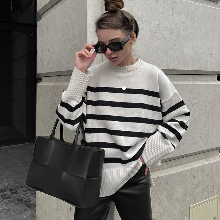 Gerda | Pullover mit Rundhalsausschnitt und Streifen