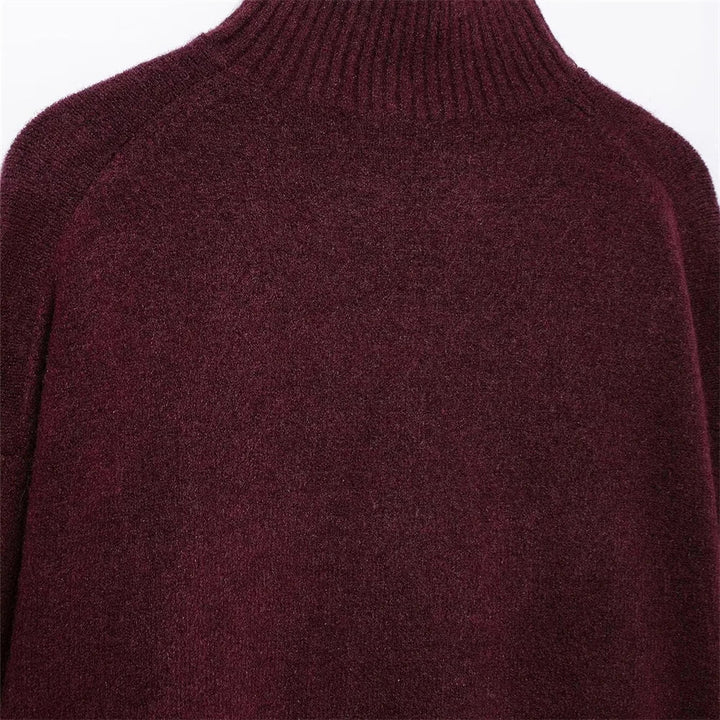 Vivian | Weinroter Pullover mit Stehkragen