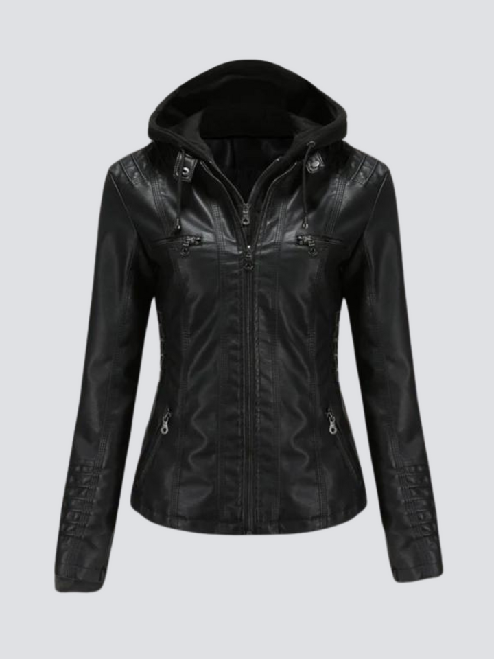 Coleen | Vegane Lederjacke mit Kapuze