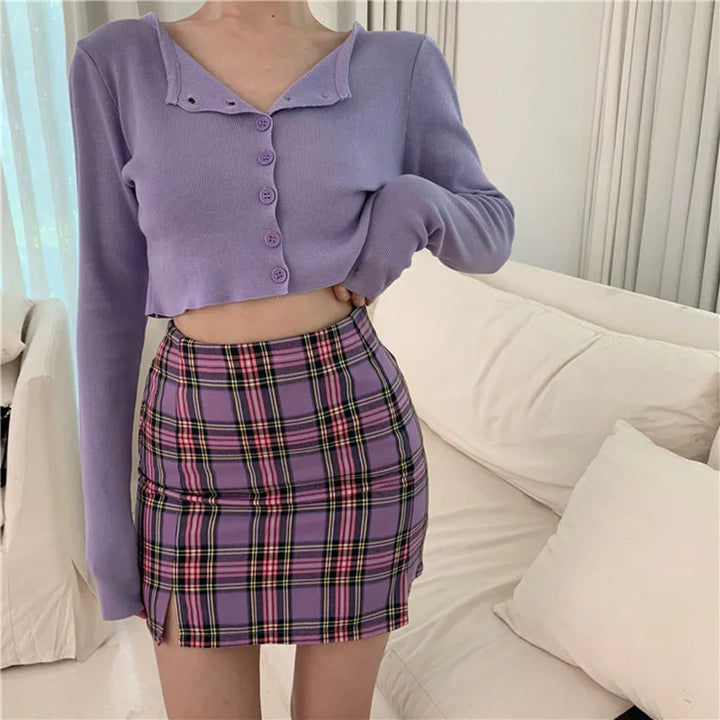 Erika | Crop-Top-Pullover mit Knöpfen