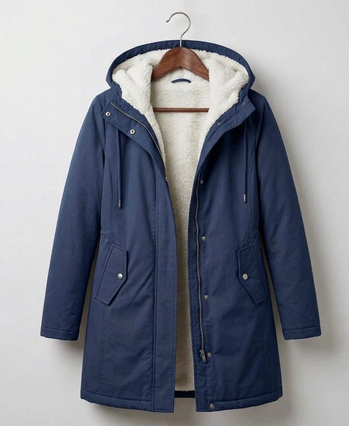 Mabyla | Warmer Mantel mit Sherpa-Futter und Kapuze für Damen