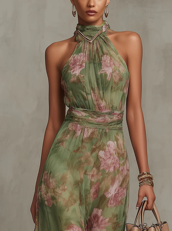 LIVIA | ELEGANTES FLORALES HALTER-MAXIKLEID