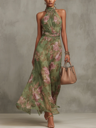LIVIA | ELEGANTES FLORALES HALTER-MAXIKLEID