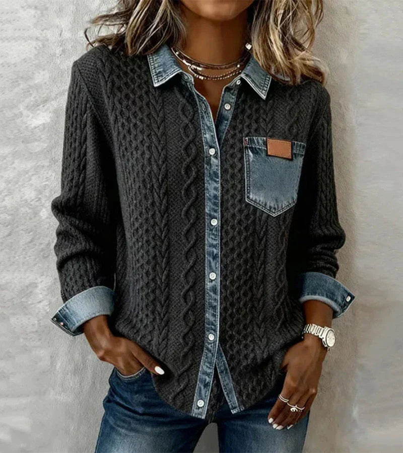 Riza | Strickjacke zum Knöpfen mit Zopfmuster